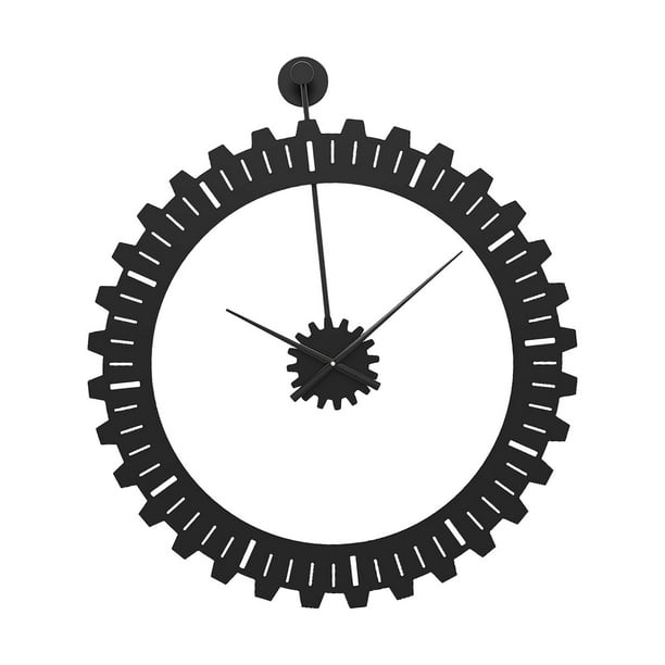 Engranaje mecánico Reloj de pared Sin tictac Reloj decorativo moderno Reloj de pared colgante minimalista Grande para sala de estar Oficina Casa , negro 50cmx59cm BLESIY reloj de pared