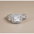 thumbnail image 3 of JeenMata 1 Carat Princess Cut Moissanite Engagement Ring - Bridal Set - Double Halo Ring - Cluster Ring - 18k White Gold Plated for Women, 3 of 10