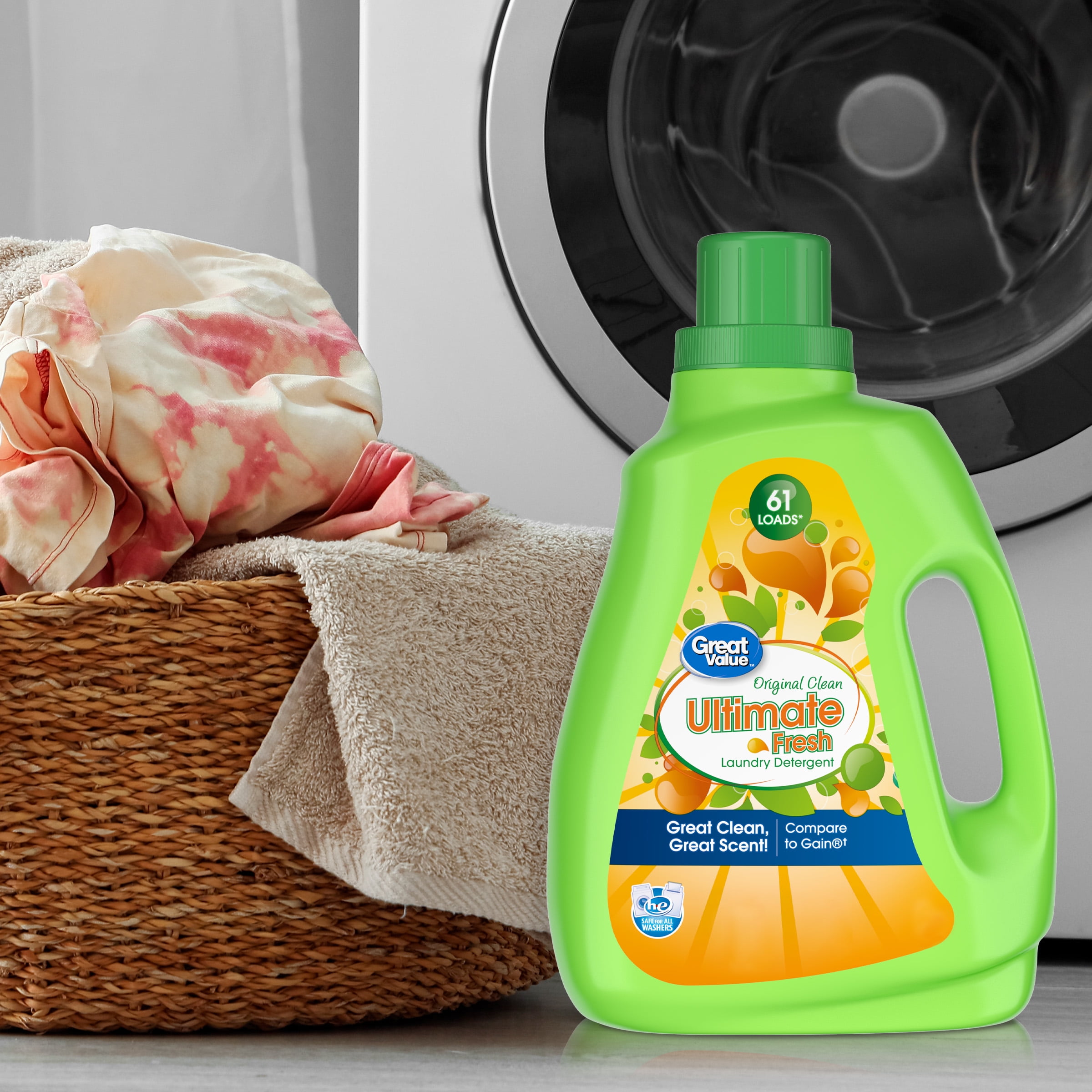 (4 pack) Great Value Ultimate Fresh Laundry Detergent, Original Clean, 88 fl oz, 61 Loads