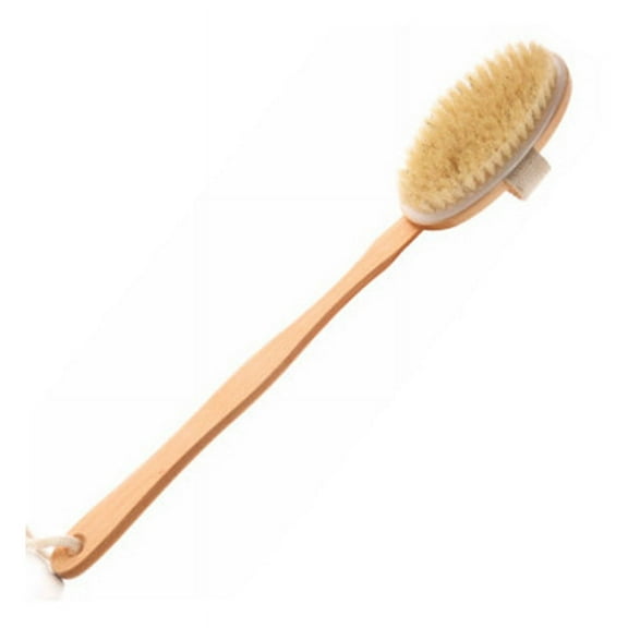 Heldig Dry Brushing Body Brush , Natural Bristle Dry Skin Exfoliating Brush, Long Handle Back Scrubber for Shower, Dry Brush for Cellulite and Lymphatic Massage, Improve Blood Circulation