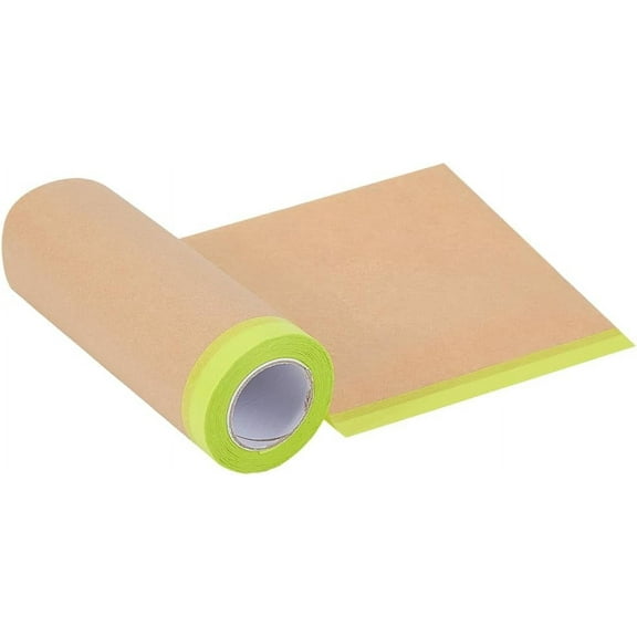 6In x 50 Feet Painters Masking Paper Paint Paper Covering Waterproof Automotive Pre Taped Drape Adhesive Protective Film Painter Tape Paper for Window Cars Skirting Floor Furniture Protection DIY
