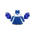 thumbnail image 4 of CHICTRY Girls Halloween Dress Up Costume Off-Shoulder Sequins Dress with Pompoms Carnival Party Cheerleading Outfit Royal Blue 16, 4 of 5