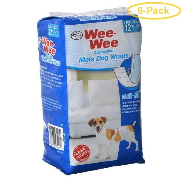 Four Paws Wee Wee Disposable Male Dog Wraps X-Small/Small - 12 Pack ...