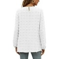 thumbnail image 3 of Fantaslook Blouses for Women Crewneck Long Sleeve Tops Chiffon Pom Pom Shirts Fall Casual, 3 of 8