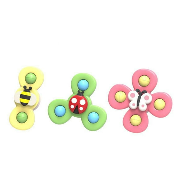 3 PCS Baby Bath Spinner Toy with Rotating Suction Cup Spinning Top Toy Animal Spin Sucker Baby Bath Toys Dining Chairs Toys Windmill