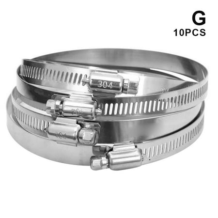 

VeliToy 10 Pcs Hose Clips Adjustable Stainless Steel Hose Clamps Durable for Home Cable(G)