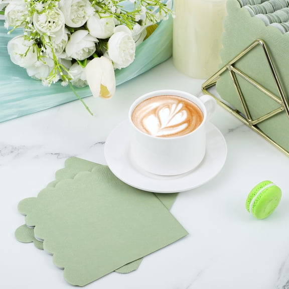 140 Pcs 5 x 5 Sage Green Cocktail Napkins for Back to School Party, Wedding, Bridal Baby Shower, Birthday