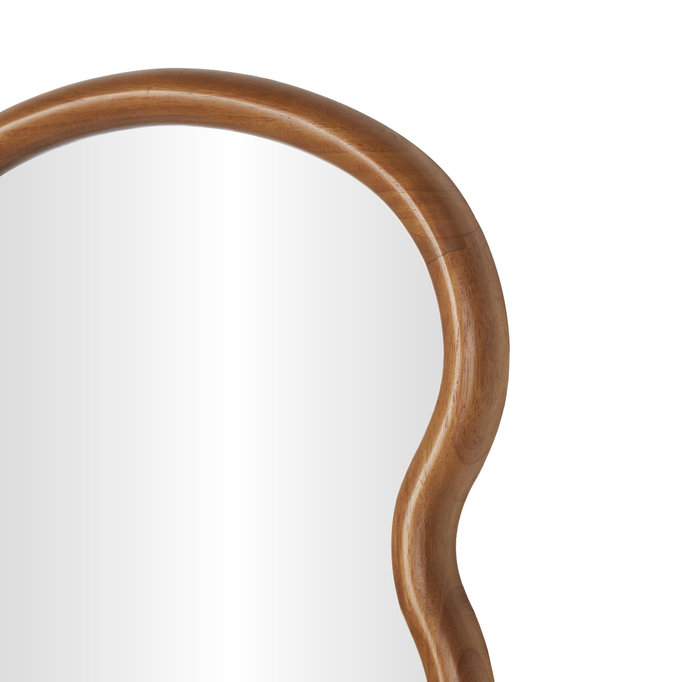 DecMode 16" x 47" Brown Handmade Wavy Abstract Wall Mirror