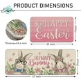 Happy Easter Hunny Bunny Kitchen Rugs Set of 2, Cute Rabbit Flower Pink