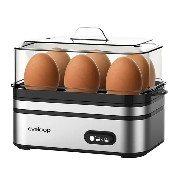 Multi Functional Egg Cooker, 6 Egg Capacity Boiler with Poacher and Omelet Trays, Saves Time for Busy Professionals and Families, Auto Shut Off Safety Feature, Silver