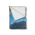 thumbnail image 2 of Italian Soft Flannel Fleece Throw Blanket, Lake Maggiore View from the Terrace Balcony of House with Pool Art, Cozy Plush for Indoor and Outdoor Use, 50" x 60", Turquoise Grey and White, by Ambesonne, 2 of 5