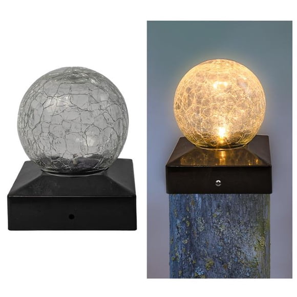 Crosslight M-K60 Crackle Ball Post Cap Solar Light, Set of 2