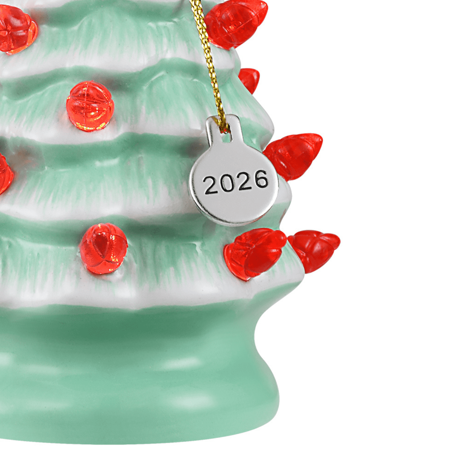 Mr. Christmas 4" Nostalgic Ceramic Lit Tree Ornament Decoration, Seafoam