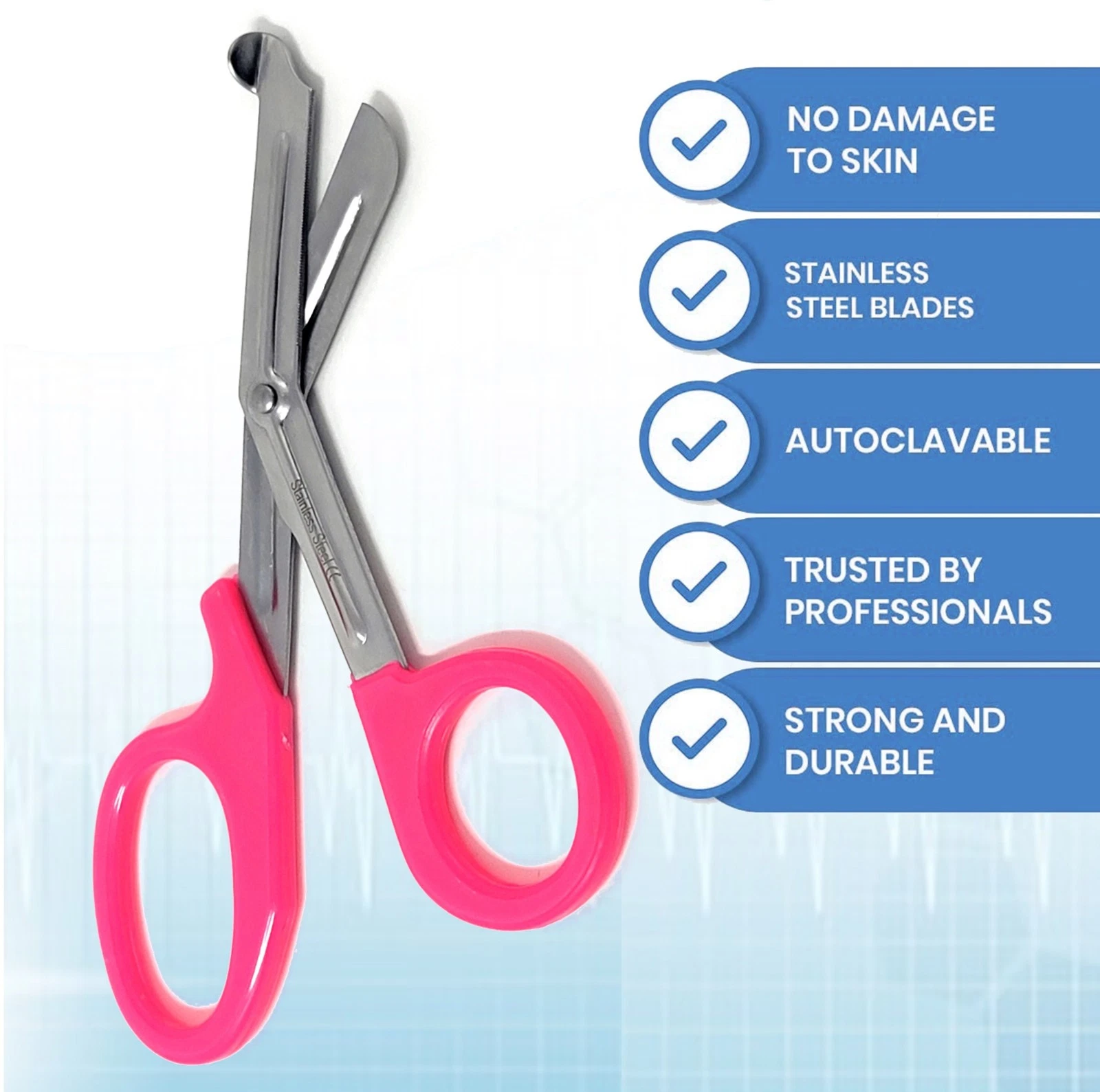 Trauma Shears 7.25" Emergency Shears, Stainless Steel Outdoor Camping Rescue Tools, Ideal for First Responders - Hot Pink