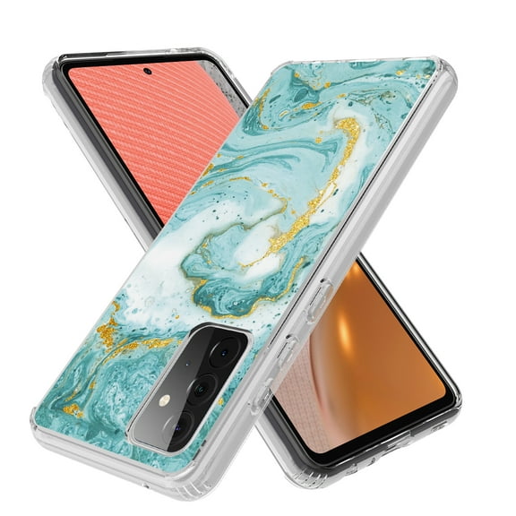 Samsung Galaxy A32 5G Case, Rosebono Bling Glitter Sparkle Laser Green Marble Graphic Fashion Cute Colorful Skin Cover Shockproof Case for Samsung Galaxy A32 5G