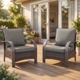thumbnail image 5 of POCASSY Outdoor Accent Chairs Set of 2 with Cushions, Outside Brown Wicker Lounge Chairs with Stainless Metal Armrest for Porch, Garden, Deck, Gray, 5 of 11