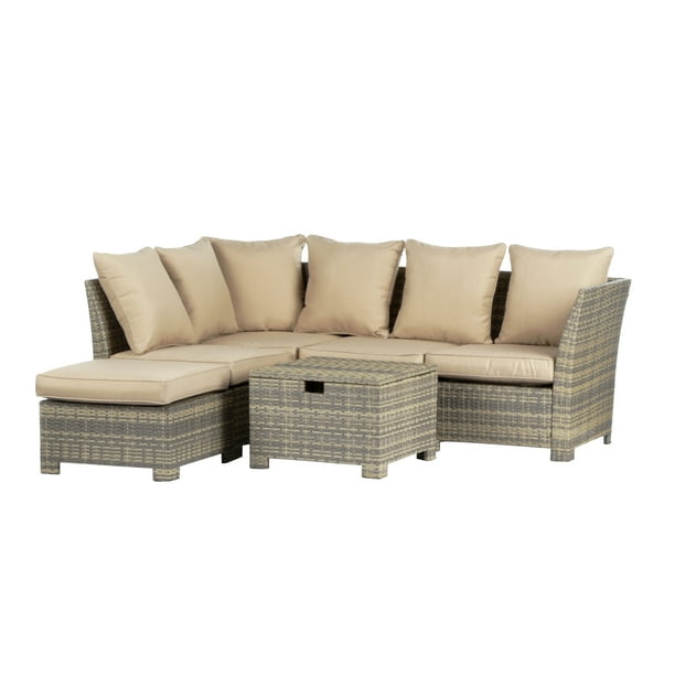 Coral Coast South Isle Wicker Natural Sectional Set Walmart Com