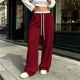 thumbnail image 5 of Trousers Pants for Women Plus Size Wide Leg Pants with Pockets Elastic Waist Loose Long Pants Casual Lounge Workout Jogger, 5 of 8