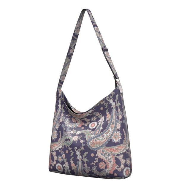 Chic Bohemian Vintage Print Large Capacity Tote Bag with Zipper Closure & Interior Pockets