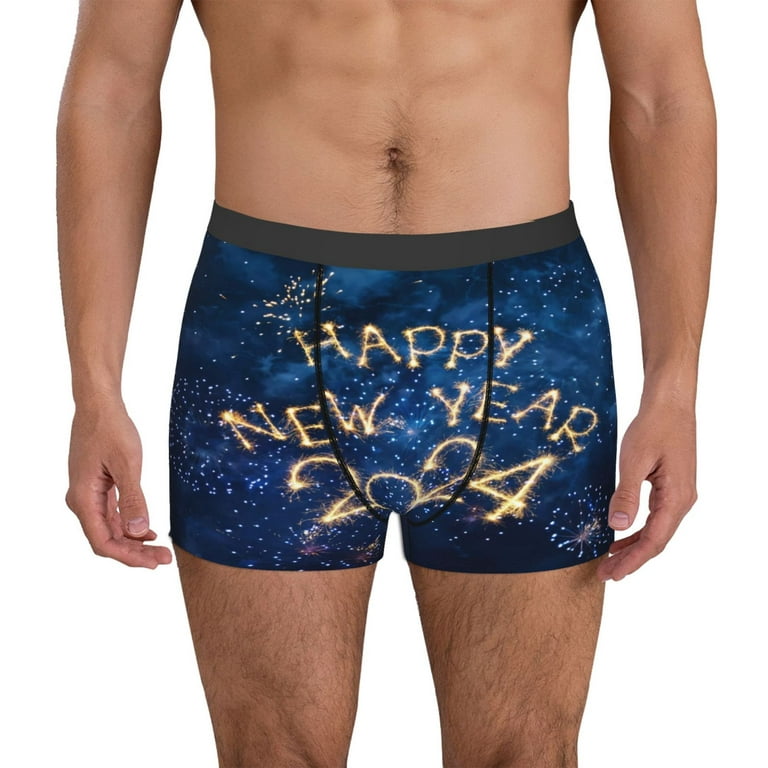 Kll Beautiful New Year 2024 Men'S Cotton Boxer Briefs Underwear-X-Large