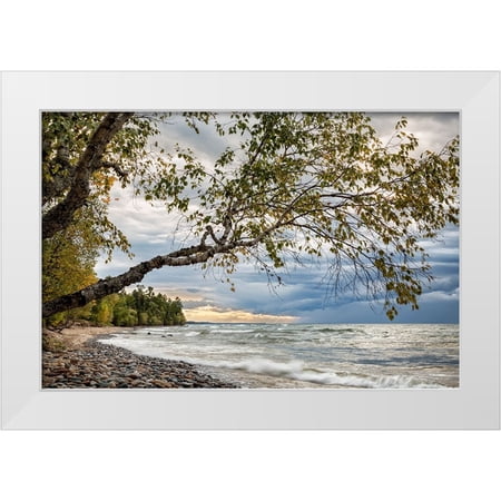 Collins, Ann 14x11 White Modern Wood Framed Museum Art Print Titled - USA-Michigan Storm clouds over Pictured Rocks National Lakeshore