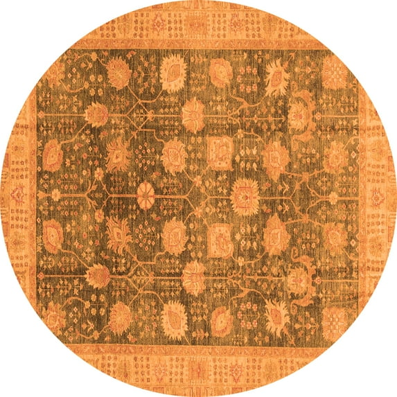 Ahgly Company Indoor Round Oriental Orange Modern Area Rugs, 5' Round