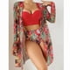 thumbnail image 1 of Conjunto de bikini de tres piezas de malla sexy europeo y americano con push-up y estampado dividido para mujer, 1 of 5