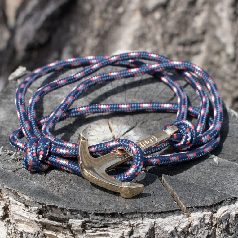 West Coast Paracord Anchor and Hook Wrap Bracelets - Adjustable Bracelet with Anchor or Hook - Nautical Fashion Accessory - Necklace or Bracelet (Navy