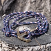 West Coast Paracord Anchor and Hook Wrap Bracelets - Adjustable Bracelet with Anchor or Hook - Nautical Fashion Accessory - Necklace or Bracelet (Royal Blue Silver Anchor)