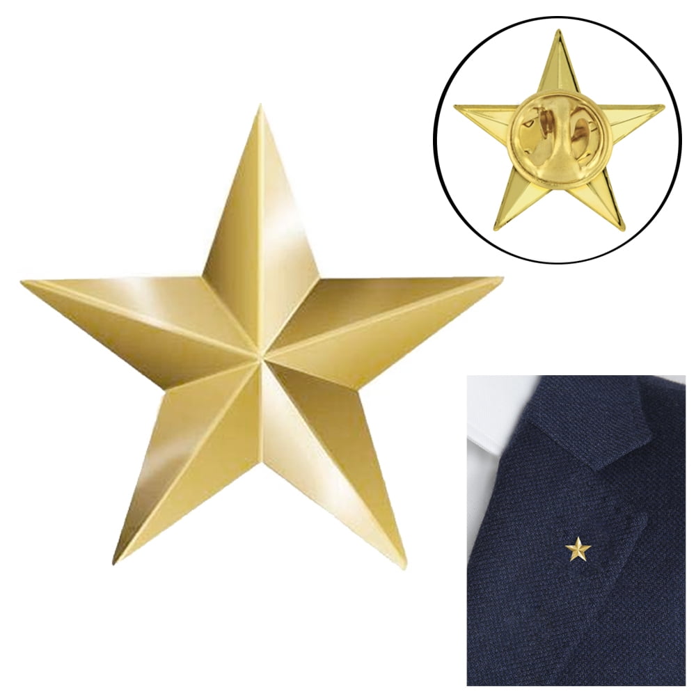 Gold Star Lapel Pin 3D 5 Point Military Police Hat Tie Clutch Pin Award