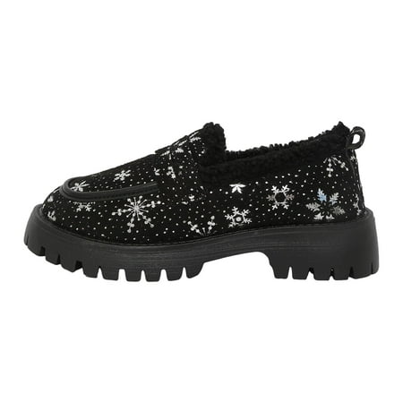 Women S Loafers Warm Fuzzy Fleece Leather Platform Chunky Slip-On Loafers Casual Formal Work Shoes Suitable For Early Spring Brown