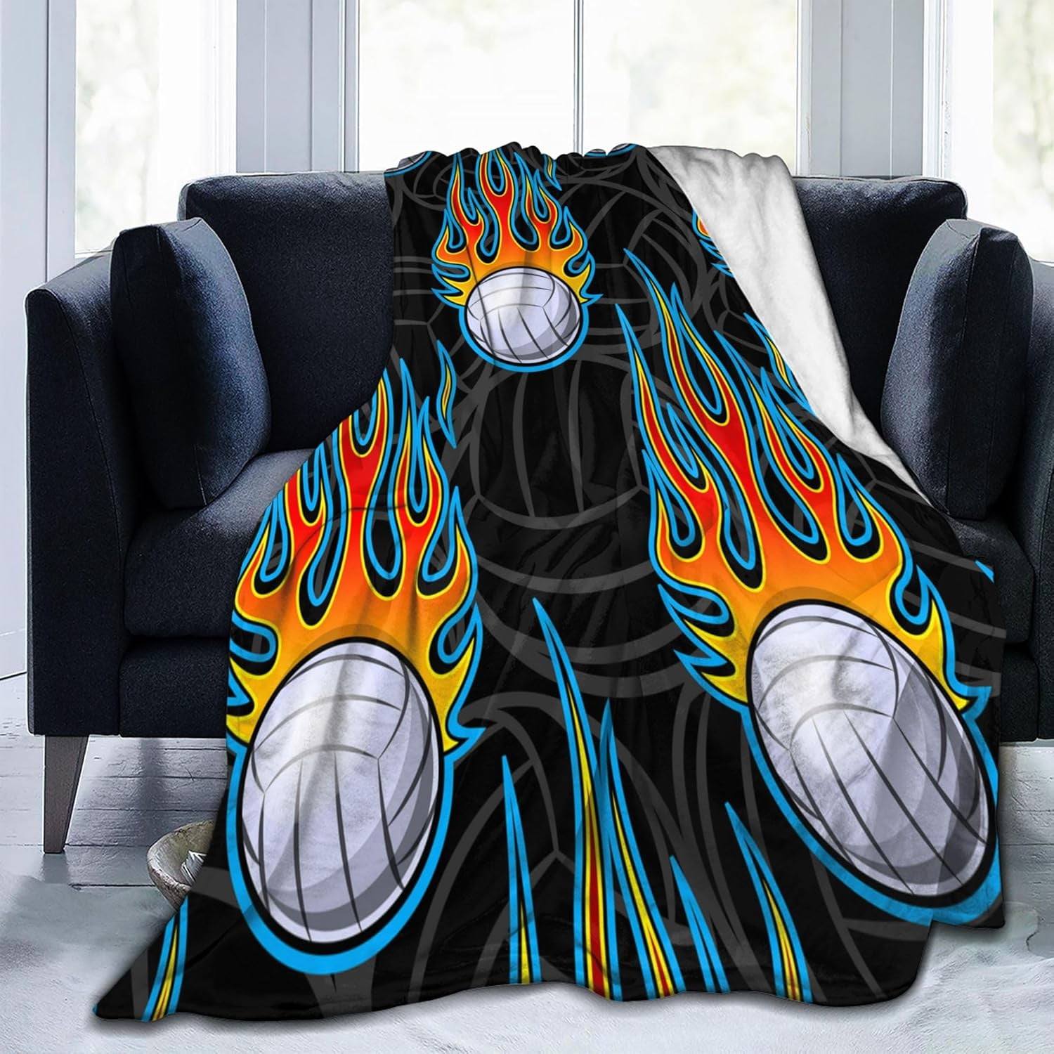 Volleyball Blanket Gifts for Teen Girls for Bedding Living Room Couch Soft Lightweight Warm Cozy Sport Flame Volleyballs Throw Blankets Christmas Valentine''s Day Decor 60X80in