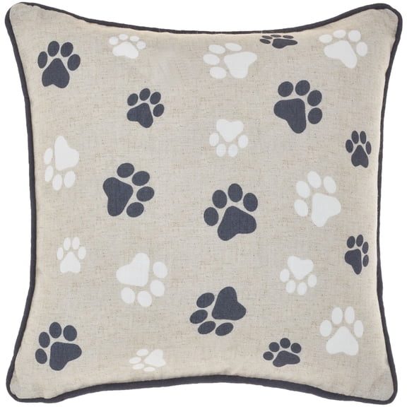 Mina Victory Paw Prints 14" x 14" Black Indoor Throw Pillow