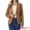 Dark Brown, variant on DARING DIVA Women's Faux Suede Long Sleeve Open Front Cropped Coat S Beige