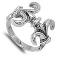 thumbnail image 4 of Wide Fleur De Lis Antiqued Ring .925 Sterling Silver Band Jewelry Female Male Unisex Size 9, 4 of 4