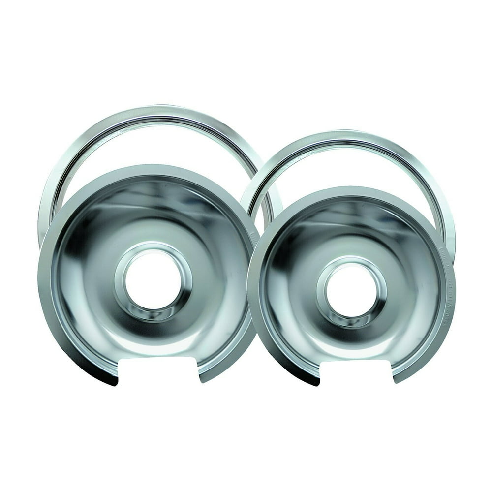 Range Kleen Drip Pan & Trim Ring Chrome 1 Sm/6" & 1 Lg/8" each, 4 Pk