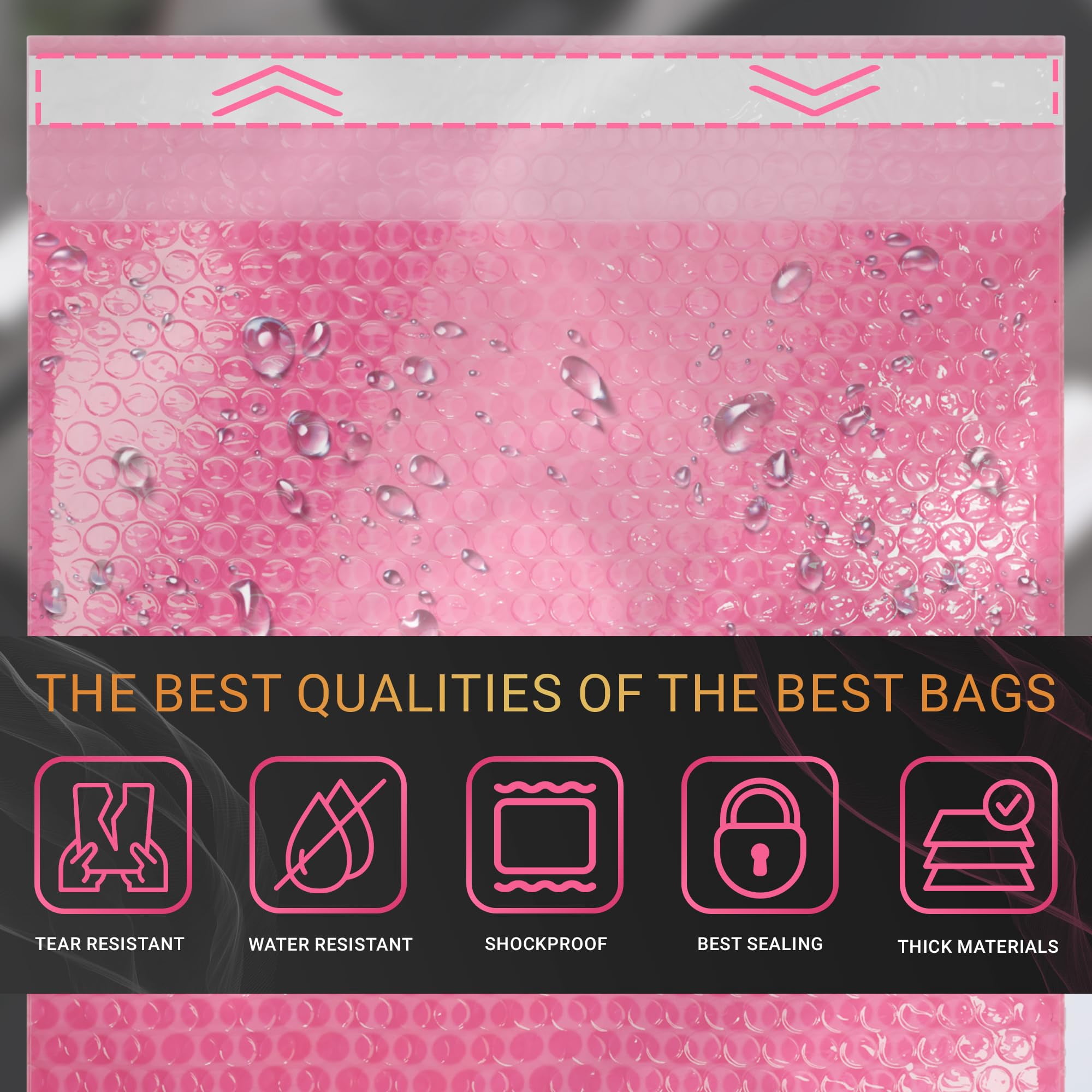 Pink Anti-Static Bubble Bags, Self-Seal ESD Cushioning, 10 Count, 20 x 20 in