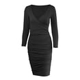 thumbnail image 6 of DHFJKG Women Long Sleeve Party Dress Spring Fall Deep V Neck Slim Fit Midi Dresses Solid Color Bodycon Night Out Sexy Stylish Dresses, 6 of 8