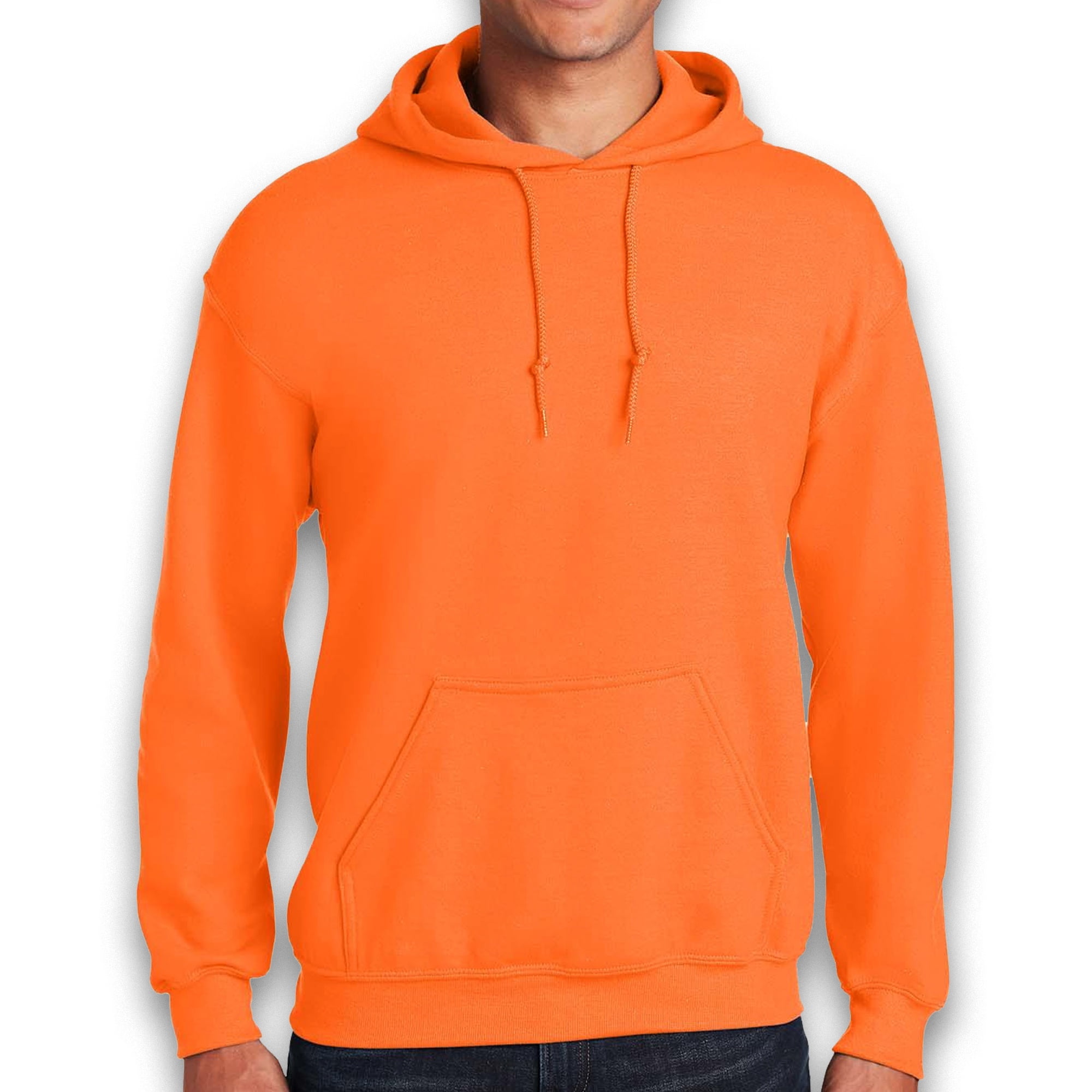 Gildan High Visibility Hooded Orange Sweatshirt - 18500 | 8oz Unisex Heavy Blend Soft Fleece Hoodie, Hi Vis Safety Work Sweatshirt S-Size, Pack 2