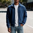 thumbnail image 5 of Jjayotai Men's Zip Up Jacket Collared Bomber Sleeve Pocket Utility Outerwear Casual Loose Fit Fall Winter Streetwear Ribbed Cuffs, 5 of 6