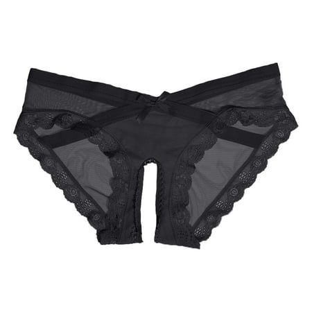 Crotchless Underwear Sexy Ladies Underwear Black Floral Lace Brief Women s Sexy Lingerie & Underwear Open Crotch Panties Naughty XL