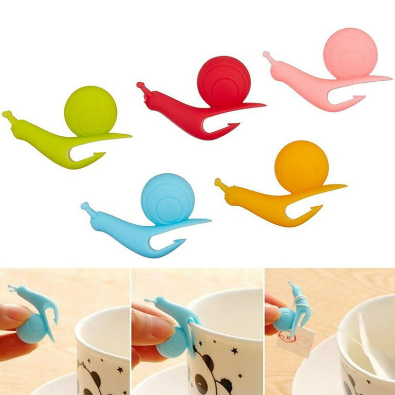 5pcs Adorable Silicone Tea Bag Holders - Cute Snail Shaped & Candy Colored  - Random Color Selection