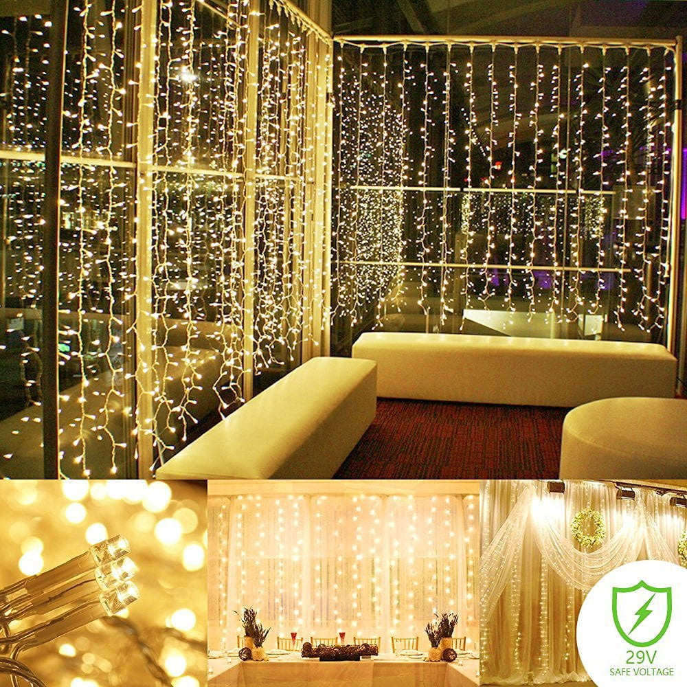 Details about   3M 300 LED Fairy Curtain String Lights Hanging Wedding Party Home Bedroo