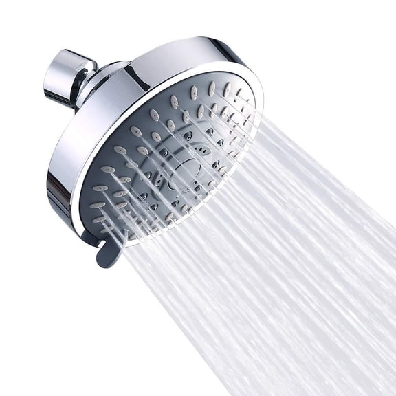 Shower Head High Pressure Rain Fixed Showerhead 5-Setting with Adjustable Metal Swivel Ball Joint - Relaxed Shower Experience Even at Low Water Flow & Pressure