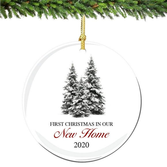 Our 1st Christmas in Our New Home Ornament 2022 Winter Trees Porcelain Ornament Married Wedding House Warming Gift