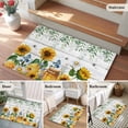 thumbnail image 5 of 2x3 Ft Entryway Area Rug, Sunflowers Kitchen Rug Runner Washable Floor Mat, Floral Green Leaves Bees Watercolor Wooden Non Slip Indoor Door Mat Throw Carpet for Bathroom Living Room Bedroom, 5 of 8