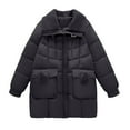 thumbnail image 4 of Breezora Women Longline Hooded Puffer Coat Casual Loose Fit Warm Winter Jacket Quilted Outerwear with Pockets L Size Black, 4 of 4