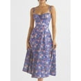 thumbnail image 3 of Women's Summer Midi Dress Sleeveless Low Cut Tie Up Floral Party Dress for Seaside, 3 of 7