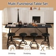 thumbnail image 5 of Ktaxon Mid-Century Modern 84" Bar Table and Chairs Set for 4~6, Pub Set for 4 with PU Padded Barstools Swivel Stool Dining Table Set, Modern Dining Set for 4, Black, 5 of 9