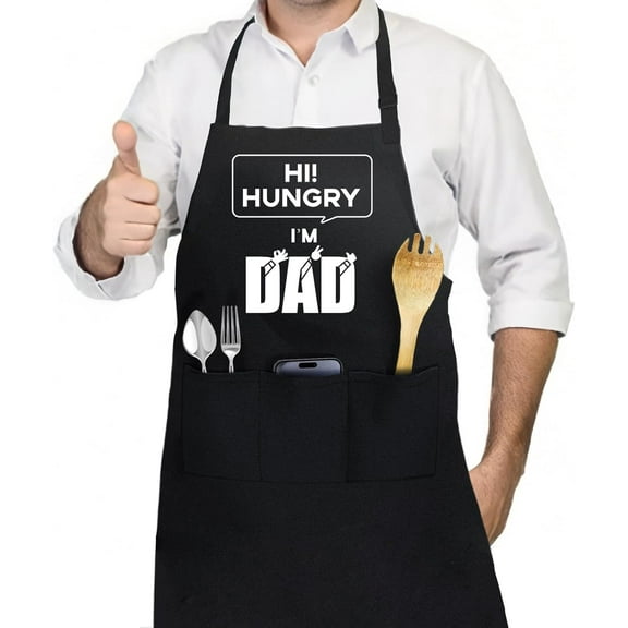 1pc Funny Grill Aprons for Men Dad Husband Gifts 3 Pockets Sleeveless Apron BBQ Apron Cooking Chef Aprons Black